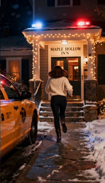 Hannah runs in — sheriff's cruiser, footprints in fresh snow