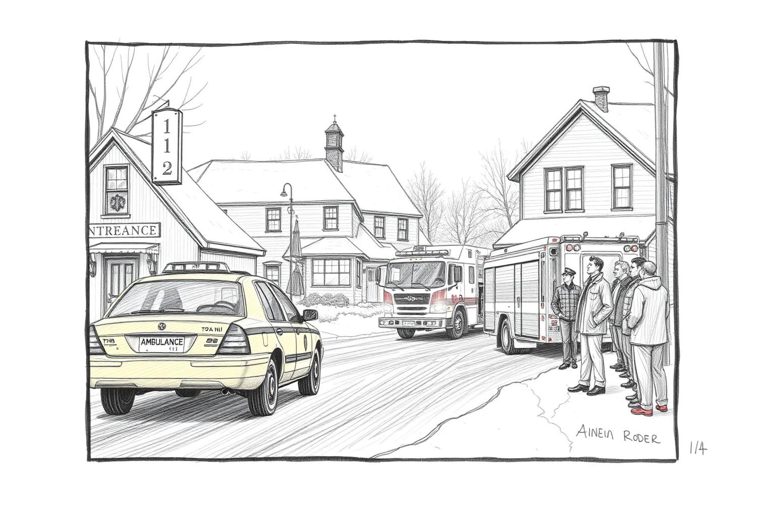Storyboard panel 1A — EP 1 · EXT. MAPLE HOLLOW INN — LATE MORNING